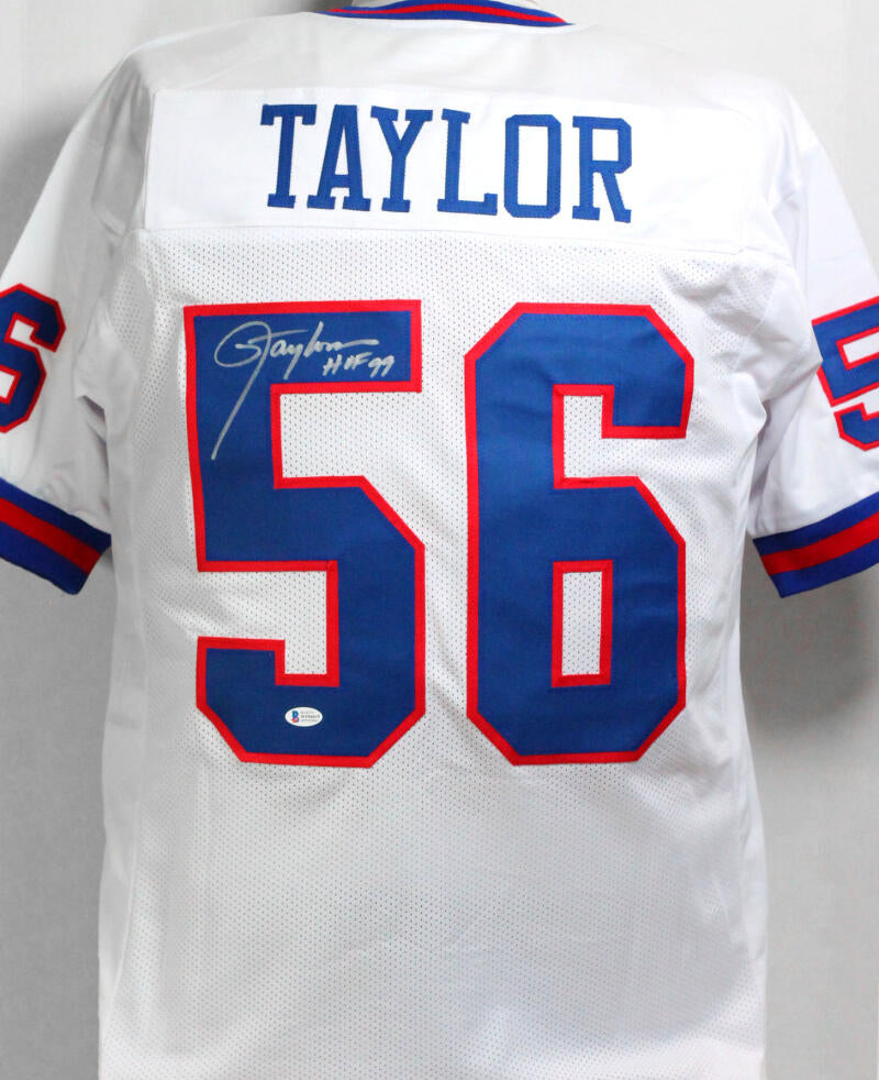 Lawrence Taylor Autographed/Signed Pro Style Blue XL Jersey Beckett