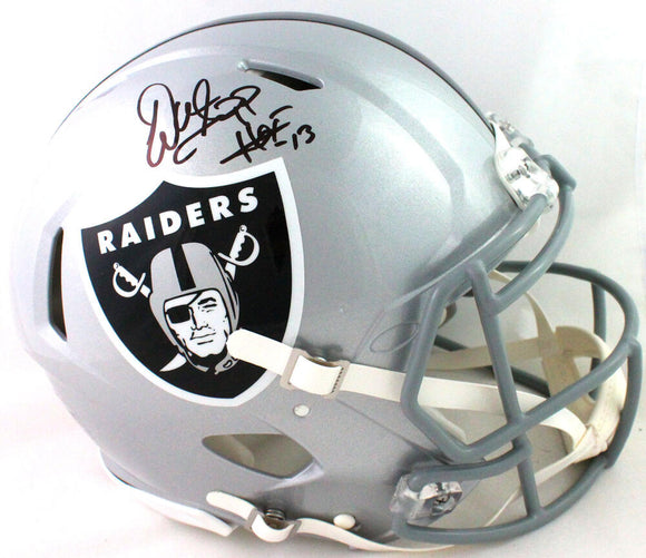 Warren Sapp Autographed Oakland Raiders Full Size Speed Authentic Helmet w/ HOF- Beckett Witness *Black