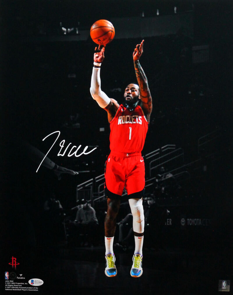 John Wall Autographed Houston Rockets 16x20 FP Photo Red Jersey