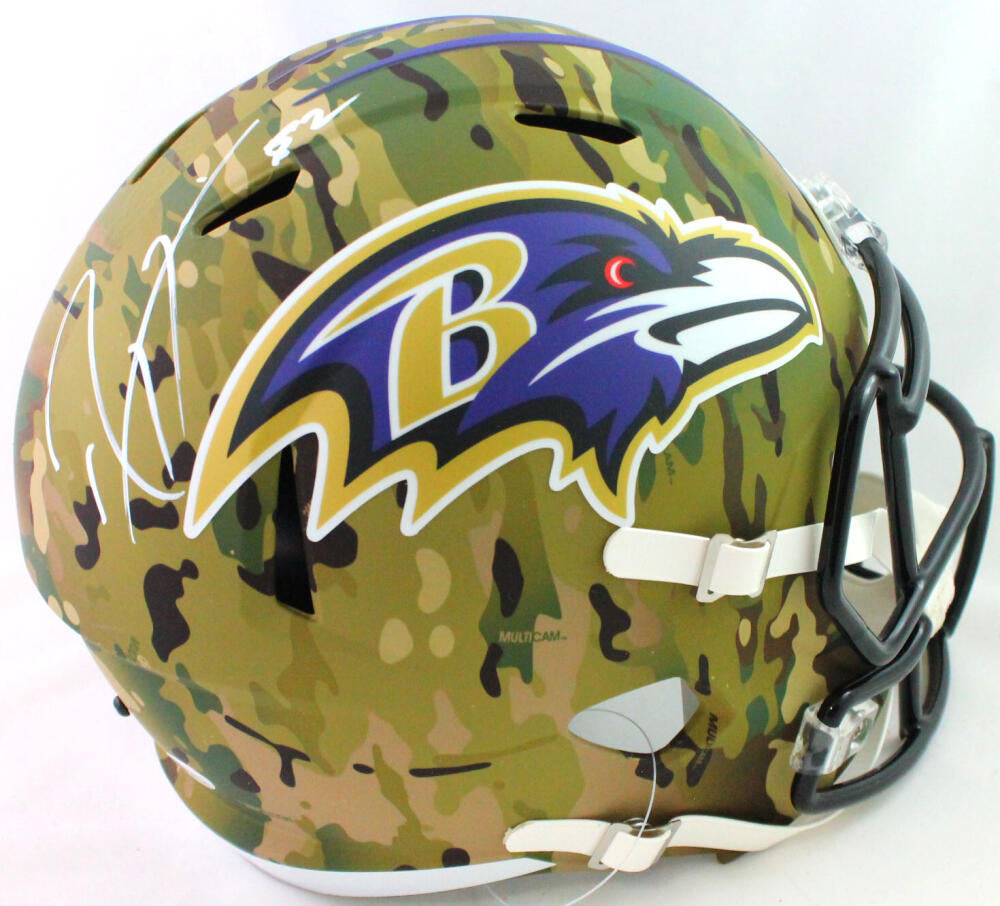 Ray Lewis Autographed Baltimore Ravens Camo Speed Mini Helmet