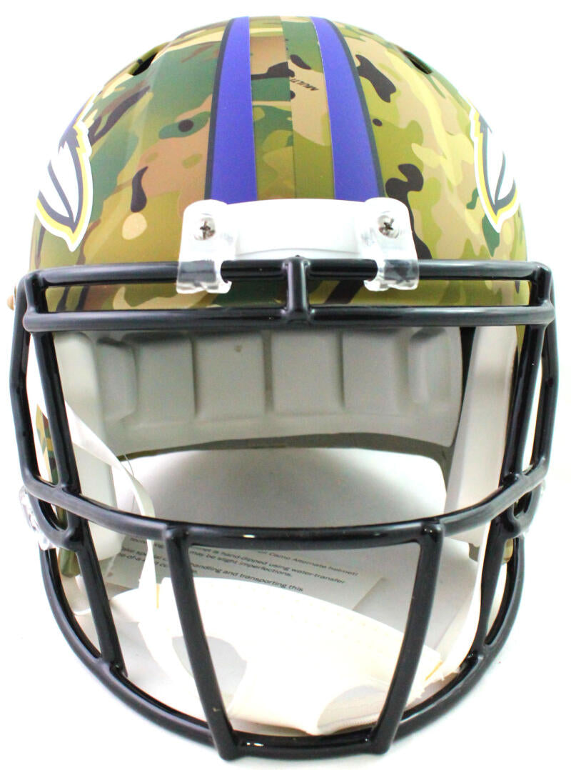 Ray Lewis Autographed Baltimore Ravens Riddell Camo Authentic