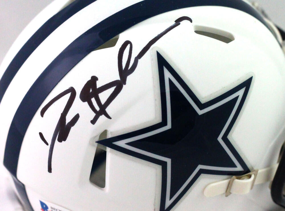 Deion Sanders Autographed Dallas Cowboys Flat White Mini Helmet- Becke –  The Jersey Source