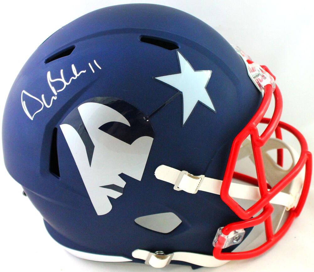 Drew Bledsoe New England Patriots Autographed Riddell VSR4 Throwback Logo  Replica Helmet