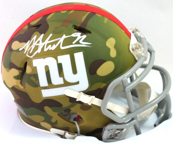 Michael Strahan Autographed New York Giants CAMO Speed Mini Helmet - Beckett W Auth *WHITE