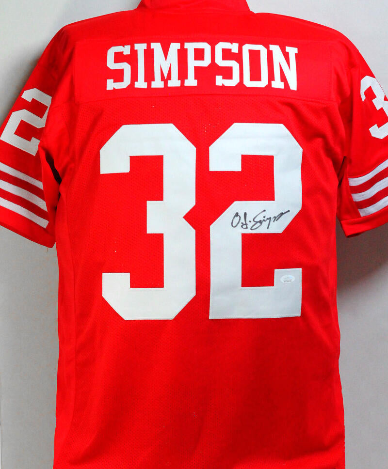 O. J. Simpson Autographed TB Red Pro Style Jersey- JSA Witnessed *2