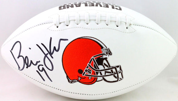Bernie Kosar Autographed Cleveland Browns Logo Football -Beckett Witnessed Auth
