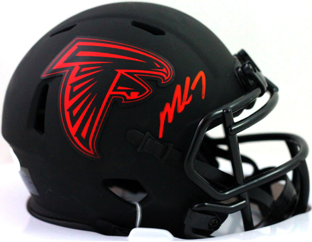 Atlanta Falcons CUSTOM Matte Black - Metallic Silver Mini Football Helmet