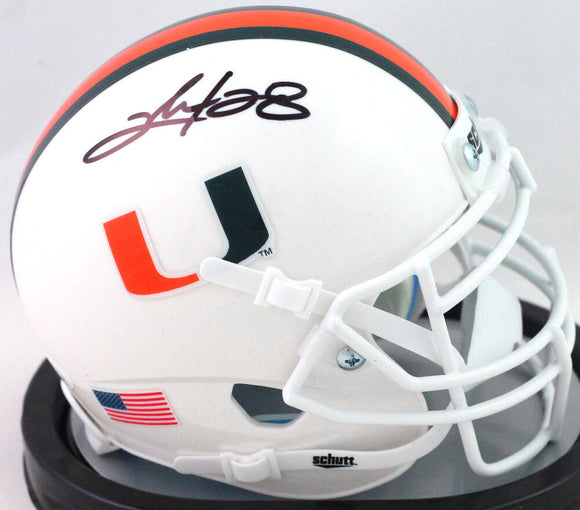 Clinton Portis Signed Miami Hurricanes Schutt Mini Helmet- JSA W Auth