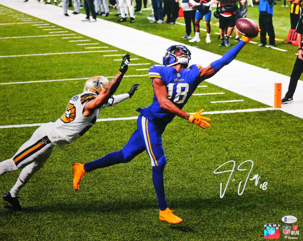 Justin Jefferson Autographed Minn. Vikings 16x20 One Hand Catch Photo- –  The Jersey Source