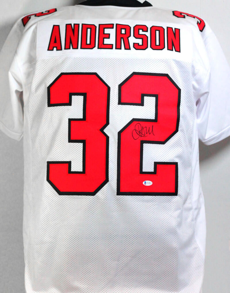 Press Pass Collectibles Jamal Anderson Dirty Bird Authentic Signed Black Pro Style Framed Jersey BAS Wit