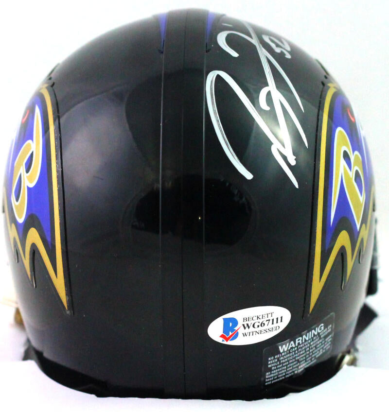 Ray Lewis Autographed/Signed Hall Of Fame Speed Mini Helmet