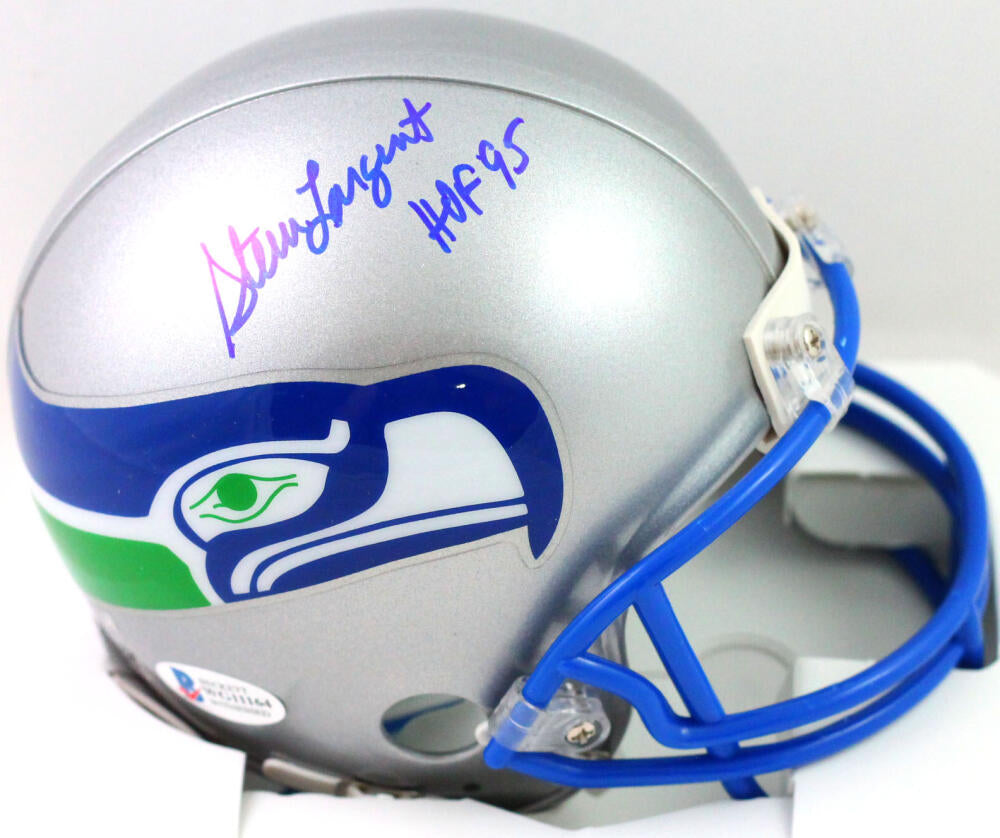 Steve Largent Autographed Seattle Seahawks Logo Football with HOF and – The  Jersey Source