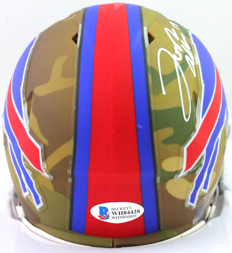 Josh Allen signed/auto w/visor Buffalo Bills Camo Mini Helmet Beckett - Red  Ink