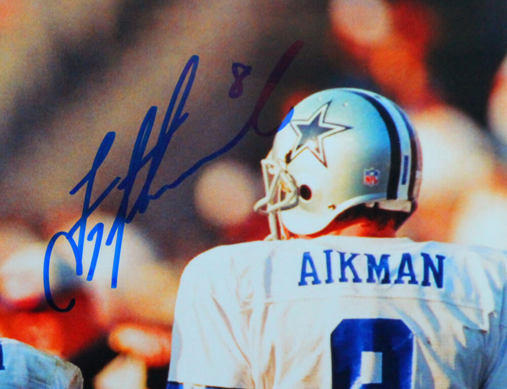 Troy Aikman, Emmitt Smith, and Michael Irvin Autographed Framed Triplets  Cowboys Jersey