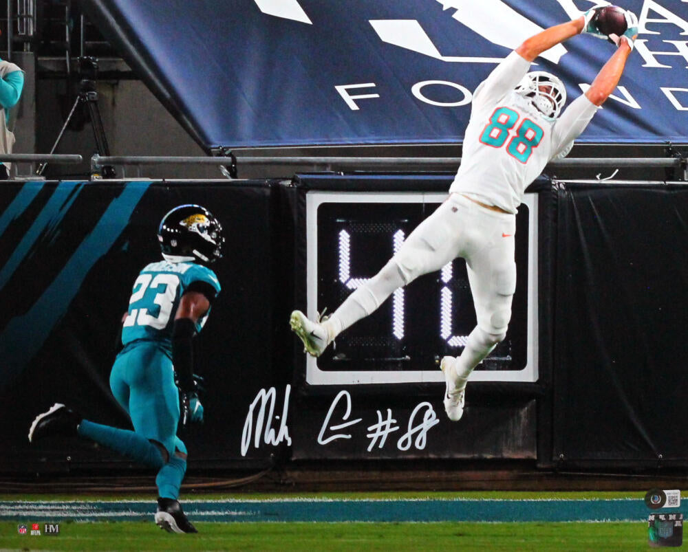 Mike Gesicki Autographed Miami Dolphins Air Catch 16x20 HM Photo