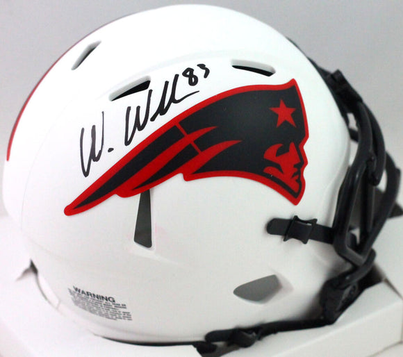 Wes Welker Autographed NE Patriots Lunar Speed Mini Helmet- Beckett W *Black
