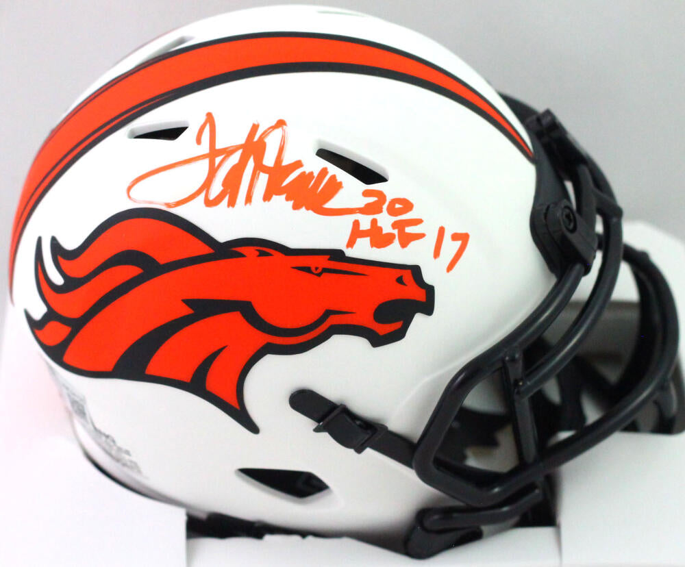 Terrell Davis Autographed Signed Denver Broncos Lunar Mini Helmet HOF  Beckett