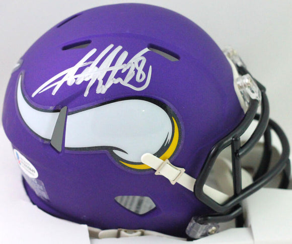 Adrian Peterson Autographed Minnesota Vikings Speed Mini Helmet- Beckett W *Slvr