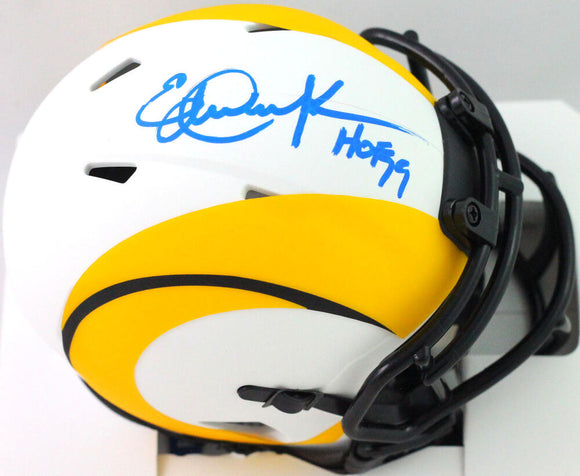 Eric Dickerson Signed LA Rams Lunar Speed Mini Helmet w/ HOF- Beckett W*Blue Image 1