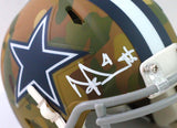 Dak Prescott Autographed Dallas Cowboys Camo Mini Helmet- Beckett W *White