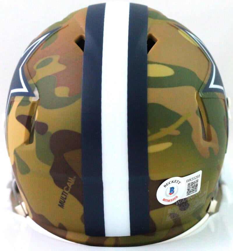 Dak Prescott Autographed Dallas Cowboys Camo Mini Helmet- Beckett W *W –  The Jersey Source