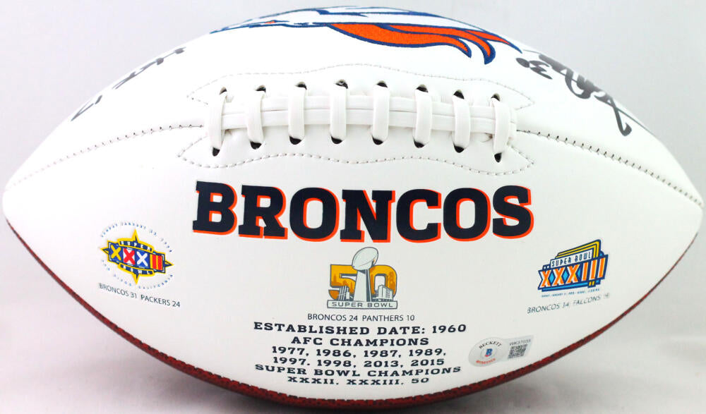 Terrell Davis Autographed Denver Broncos Logo Football w/ HOF- Beckett –  The Jersey Source