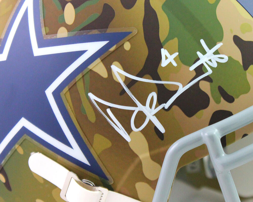 Dak Prescott Autographed Dallas Cowboys Camo Full Size Helmet- Beckett –  The Jersey Source