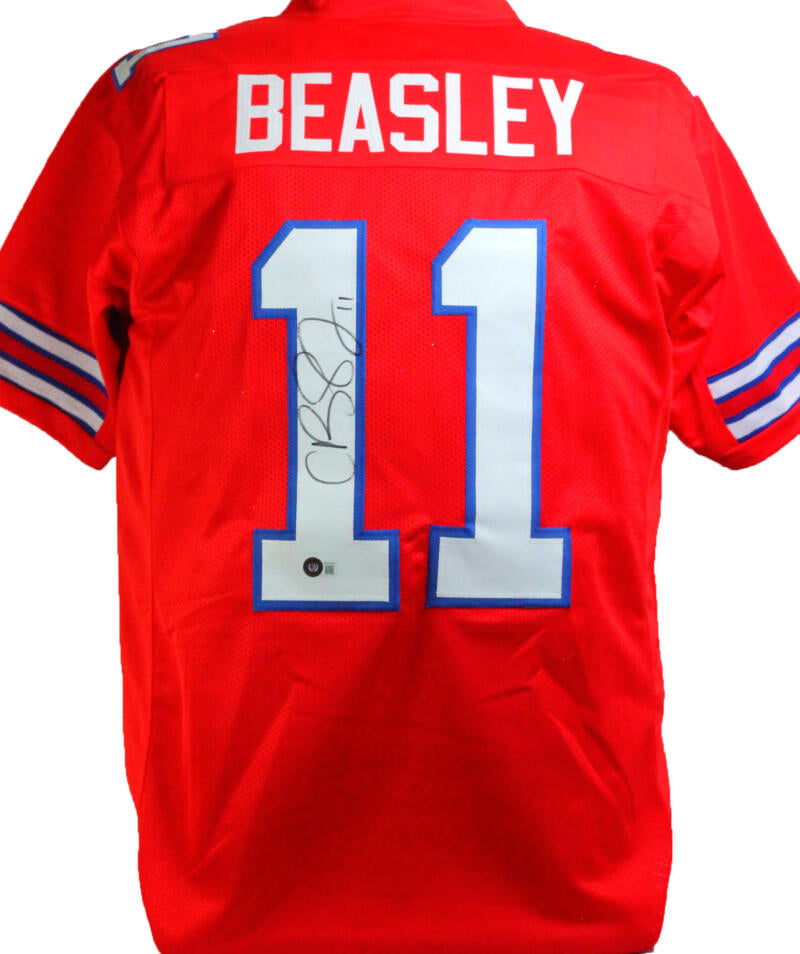 Cole Beasley Autographed/Signed Pro Style Red XL Jersey Beckett