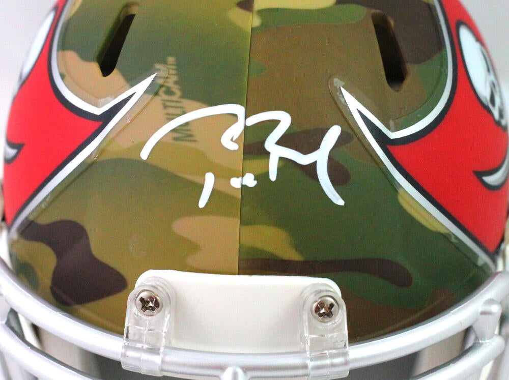 Tom Brady Signed Tampa Bay Buccaneers Camo Mini Helmet- Fanatics