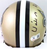 Willie Roaf Autographed New Orleans Saints Mini Helmet w/ HOF- Beckett W *Black