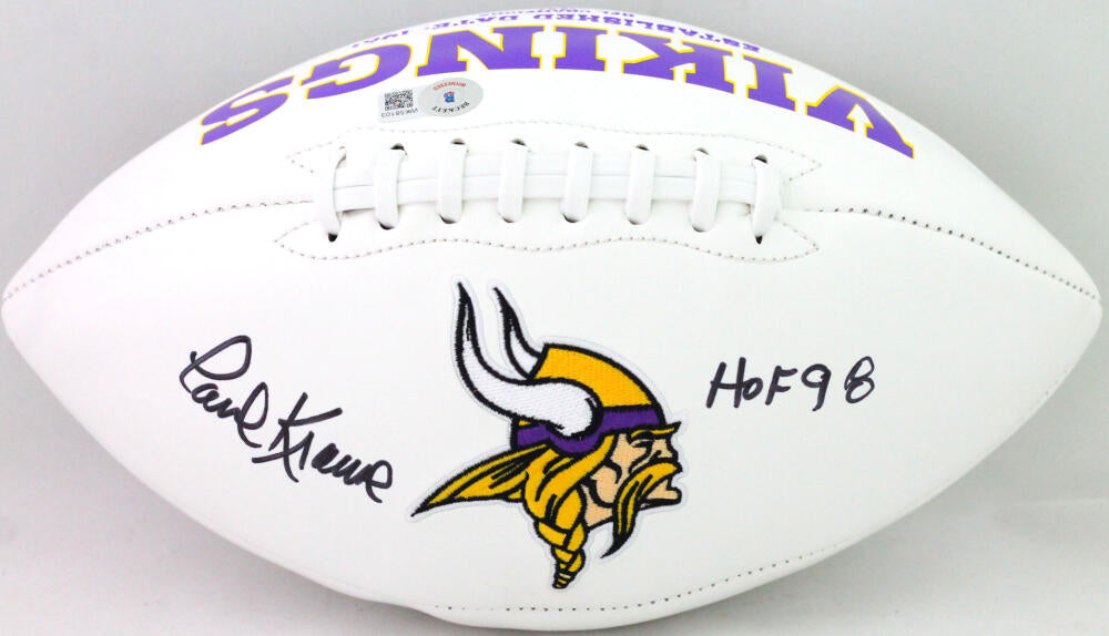 Paul Krause Autographed Minnesota Vikings Logo Football W/ HOF