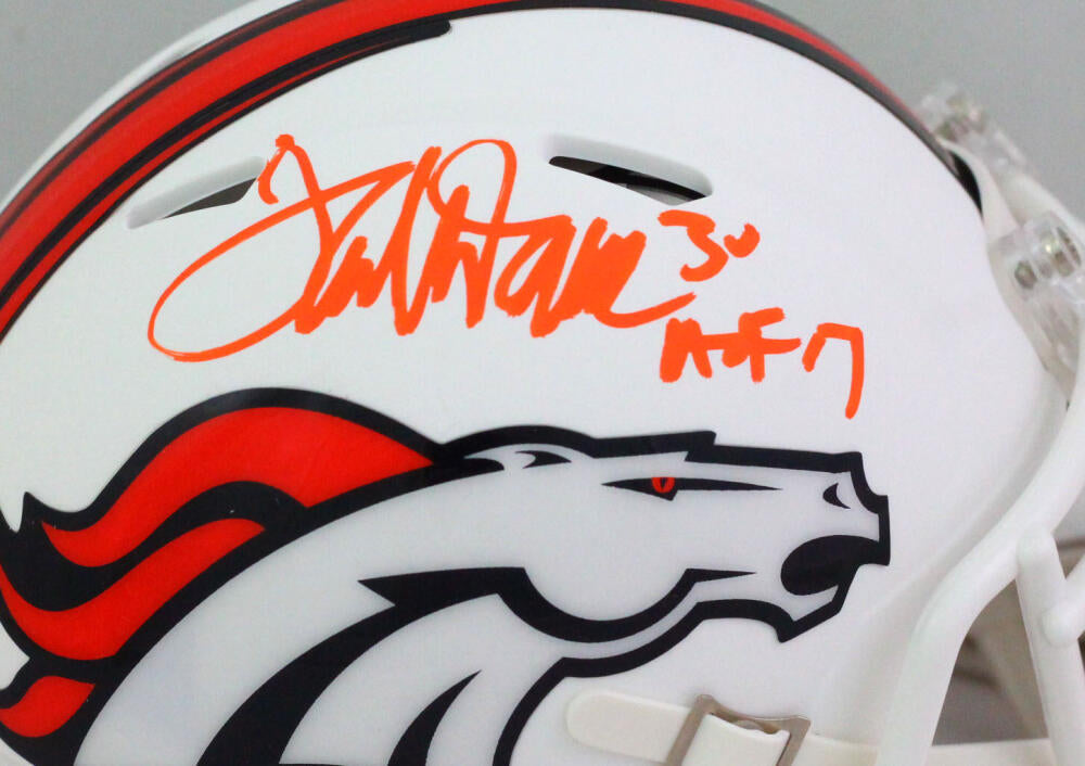 Terrell Davis Autographed Signed Denver Broncos Lunar Mini Helmet HOF  Beckett