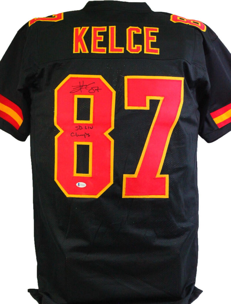 Travis Kelce Autographed Black Pro Style Jersey w/ Insc M/B - Beckett – The  Jersey Source