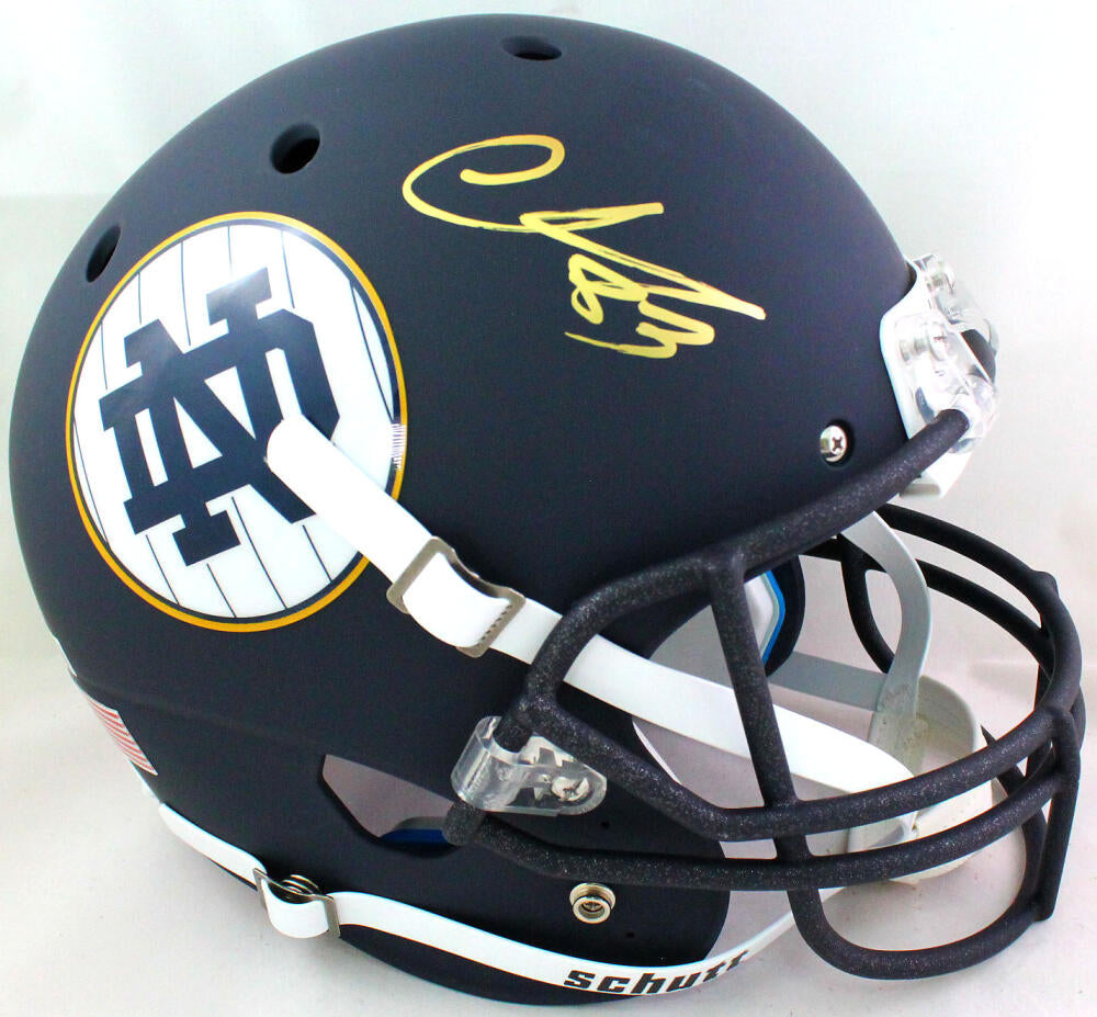 Chase Claypool Autographed Notre Dame Blue Alt F/S Helmet Blue FM-Beckett W  Hologram *gold