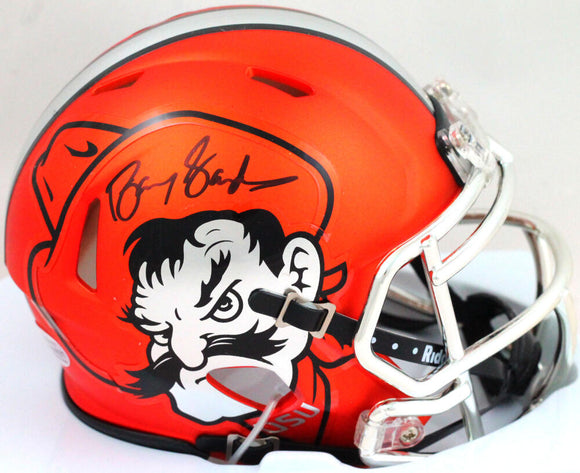 Barry Sanders Autographed OSU Cowboys 'Pistol Pete' Mini Helmet- Beckett *Black