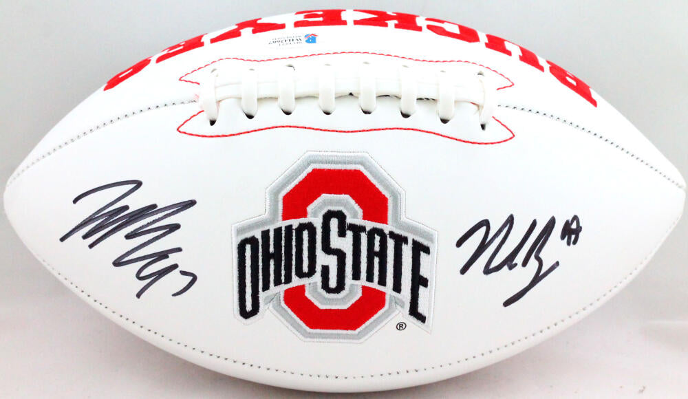 Nick Bosa & Joey Bosa Signed Ohio State Buckeyes Logo Football (Beckett)