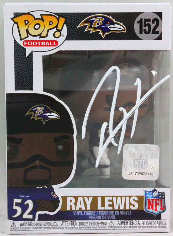 Ray Lewis Autographed Baltimore Ravens Funko Pop Figurine #152 n/o- Beckett W *White