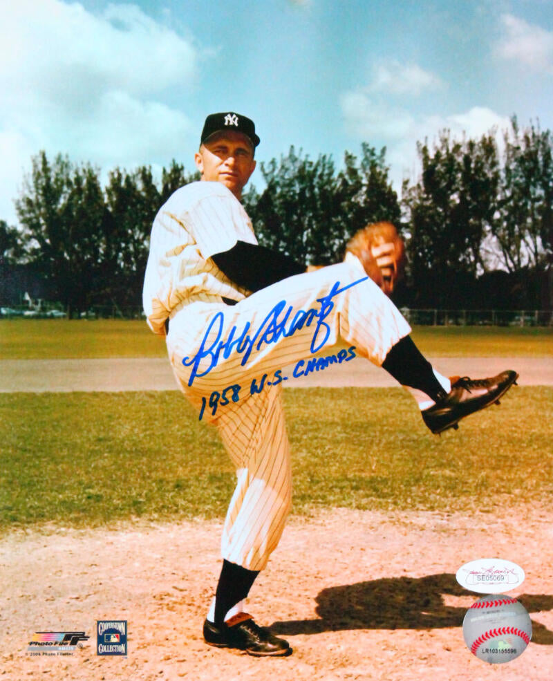 Bobby Shantz Signed Yankees 8x10 Photo Inscribed 1958 World Series Champs  (Beckett)