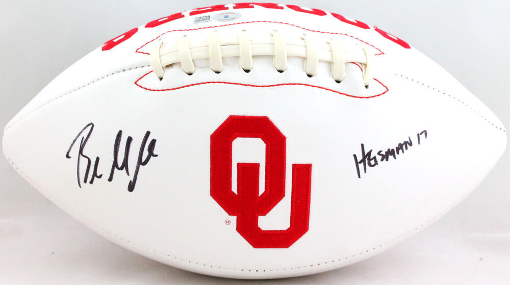 Baker Mayfield Autographed OK Sooners Logo Football- Beckett W *Black