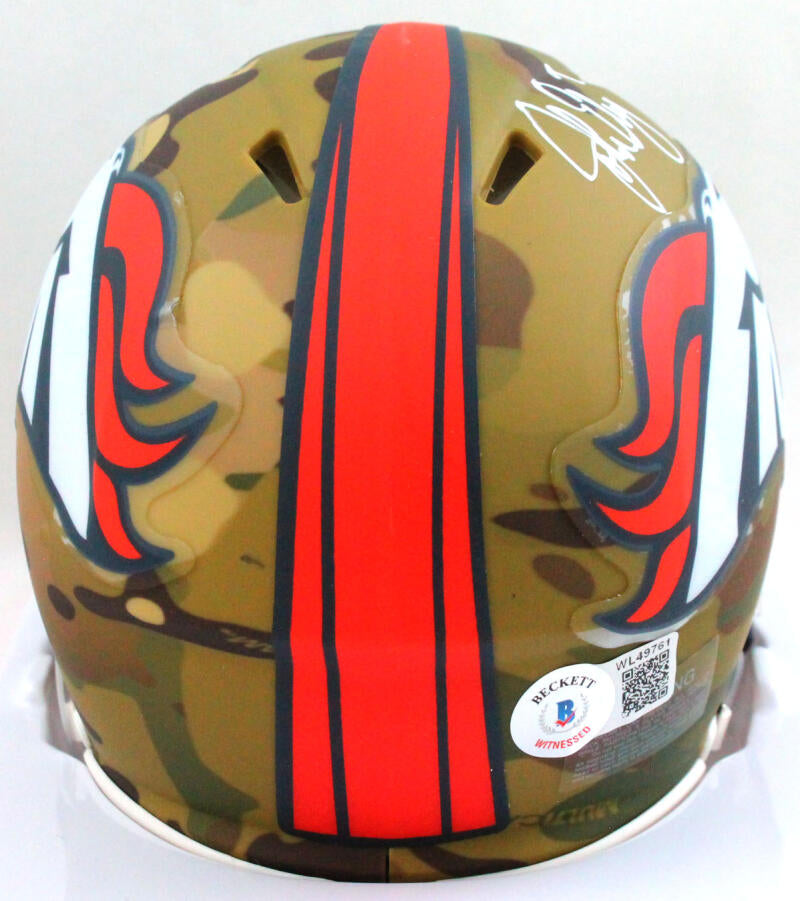 John Elway Autographed Denver Broncos Camouflage Mini Helmet