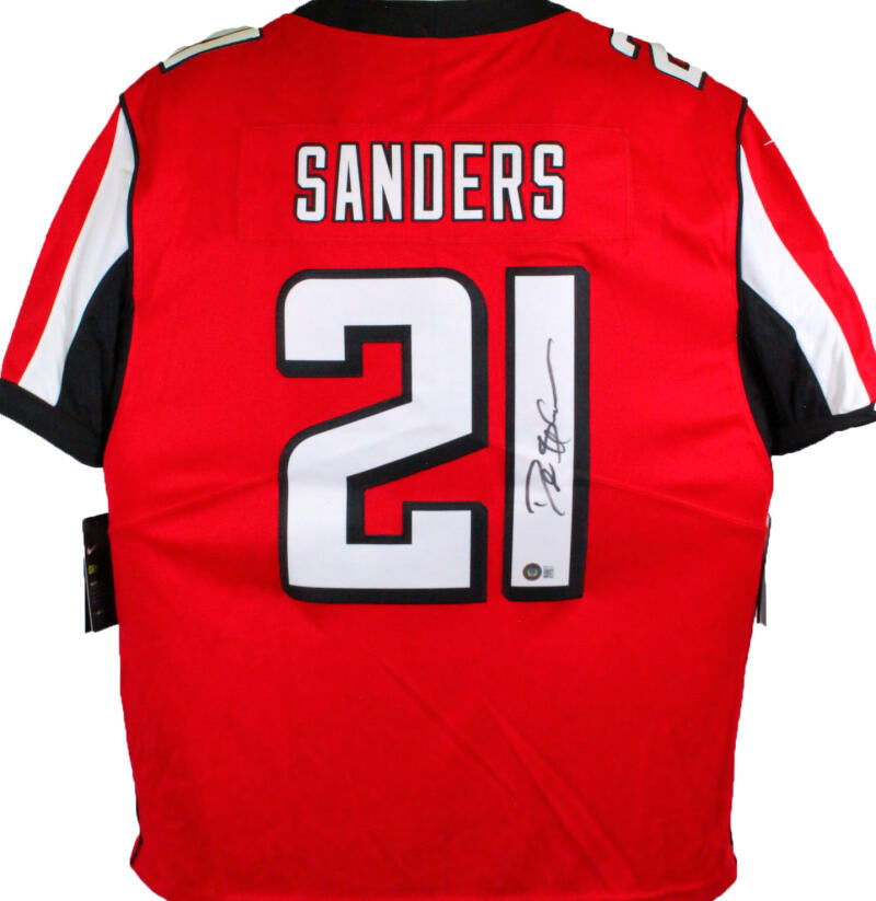 Deion Sanders Signed ATL Falcons Red NFL Nike Game Jersey