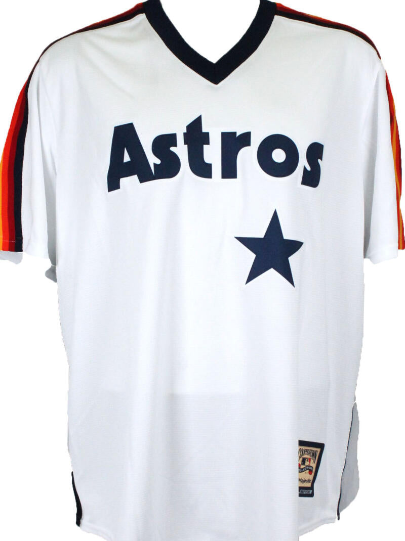Jeff Bagwell Signed Astros Rainbow Sleeves Majestic Jersey w/3
