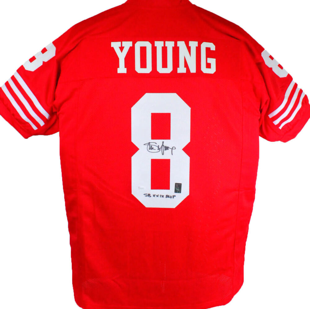 Steve Young Signed Pro Edition Shadow Number Red Football Jersey (JSA)