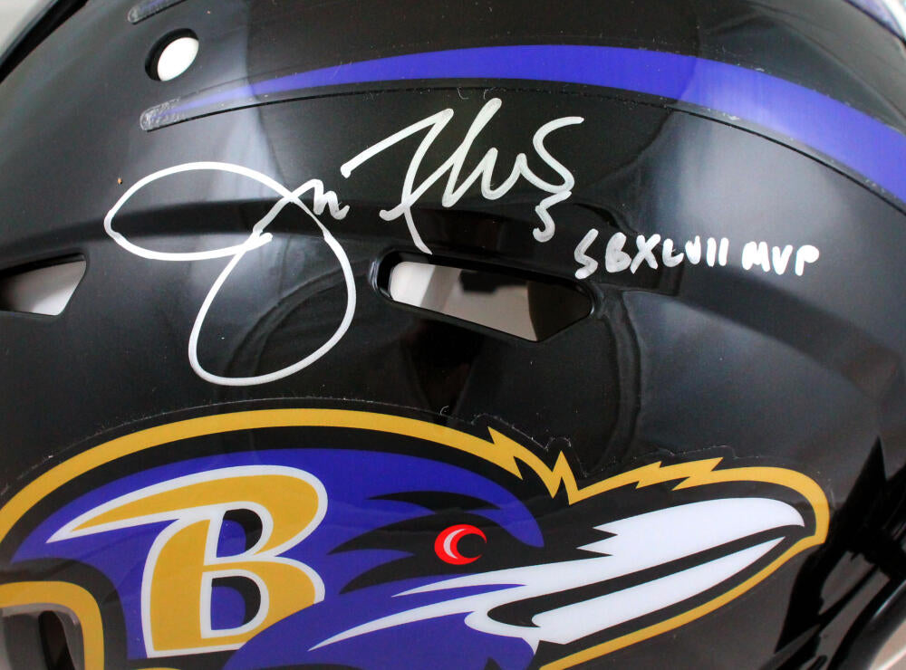 Joe Flacco SIgned Baltimore Ravens Speed F/S Helmet w/SB MVP Beckett