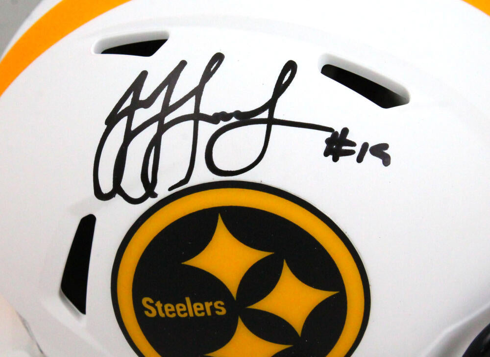 JuJu Smith-Schuster Autographed Steelers F/S Flat Black Helmet- JSA W Auth  *Silver