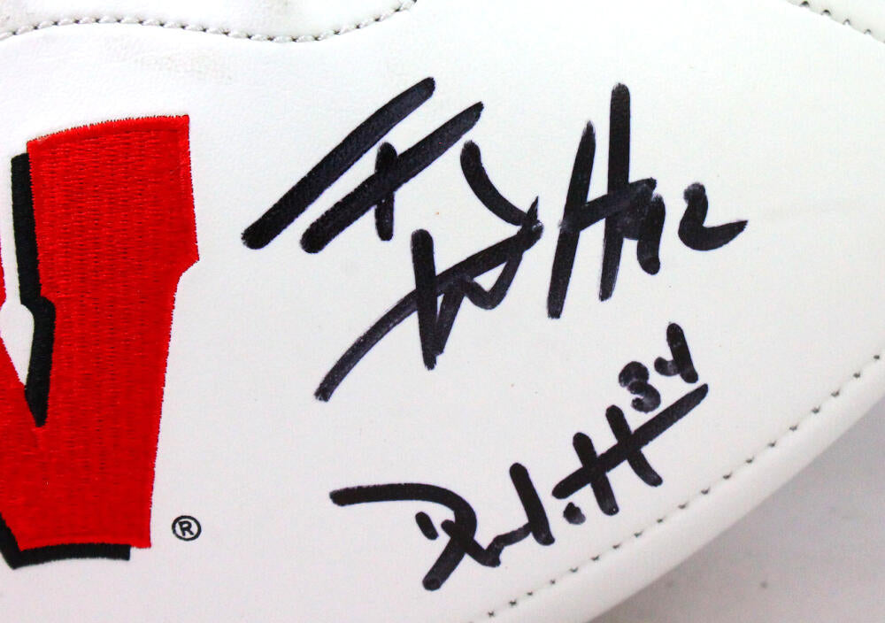 J. J. Watt, TJ Watt & Derek Watt Signed Wisconsin Badgers Logo Football  (JSA & Watt)