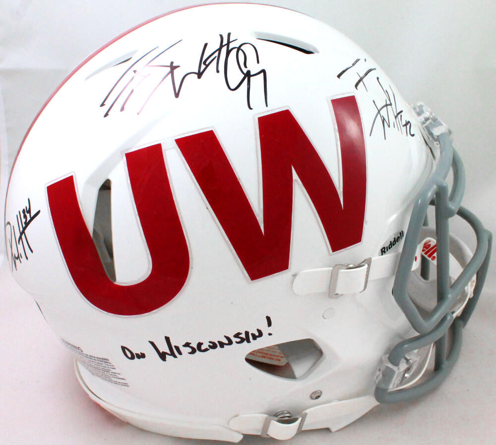 T.J. Watt Autographed Signed Wisconsin Badgers White Riddell Speed Helmet-  JSA W Auth