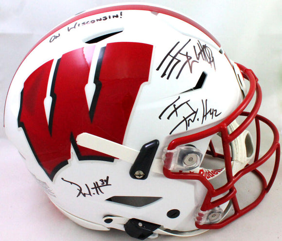 Derek/TJ/JJ Watt Autographed Wisconsin F/S SpeedFlex Helmet w/ Insc- JSA W *Black