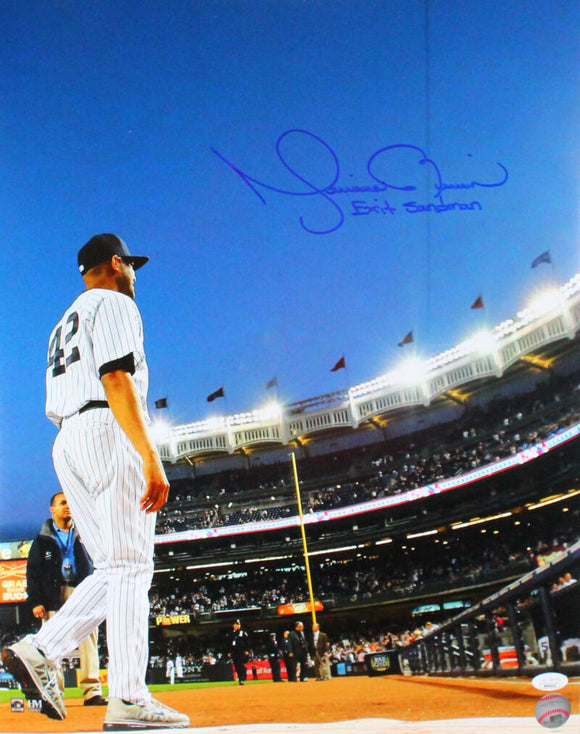 Mariano Rivera Autographed 16x20 NY Yankees Back View Photo With Exit Sandman- JSA Auth