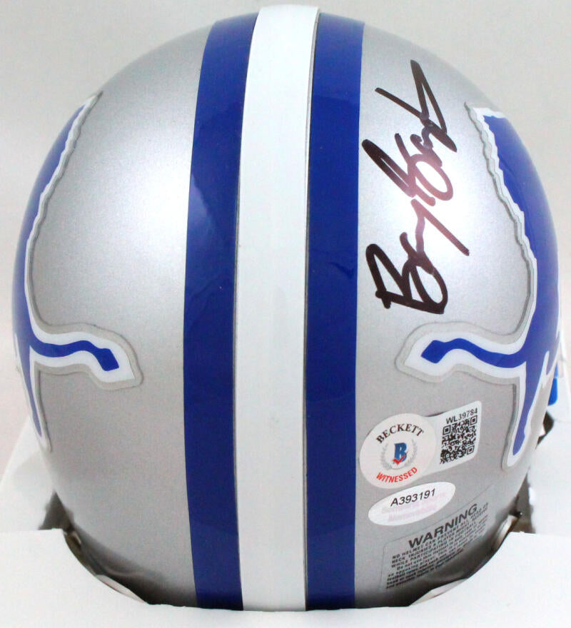 Barry Sanders Autographed Signed Detroit Lions Throwback Mini Helmet  Beckett Witnessed